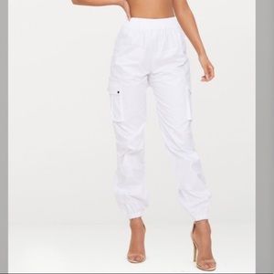 Pretty Little Thing White Cargo Trousers